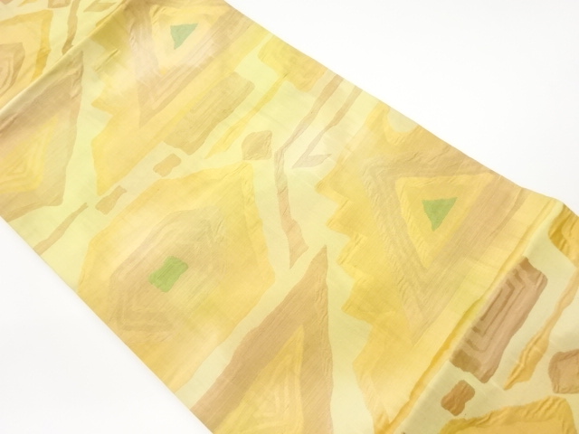 リサイクル　ふくれ織抽象模様織出し名古屋帯